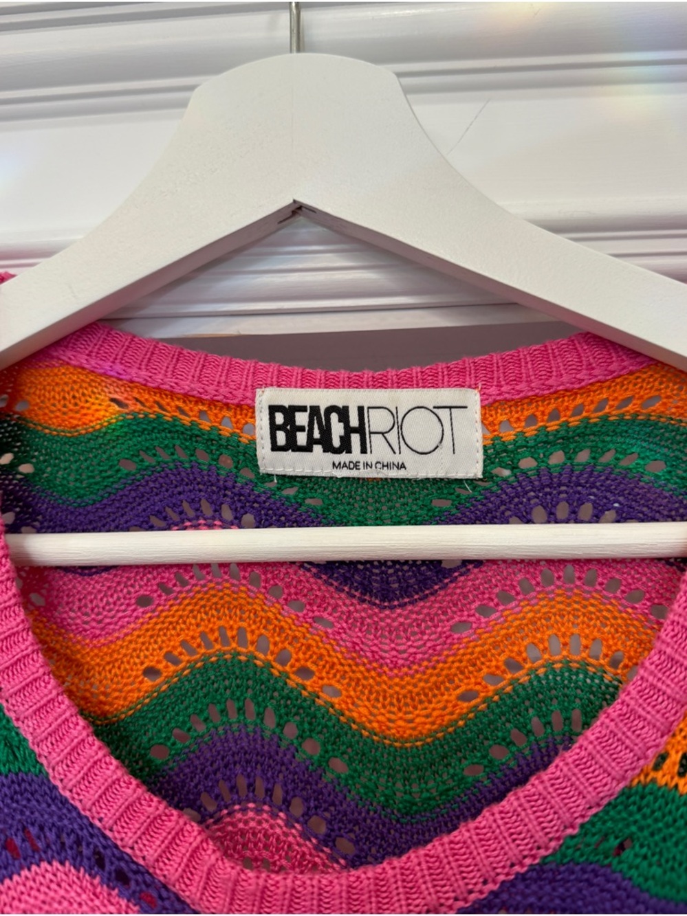 Beach Riot bright colorful knit mini dress bell sleeve large coverup - Picture 3 of 4
